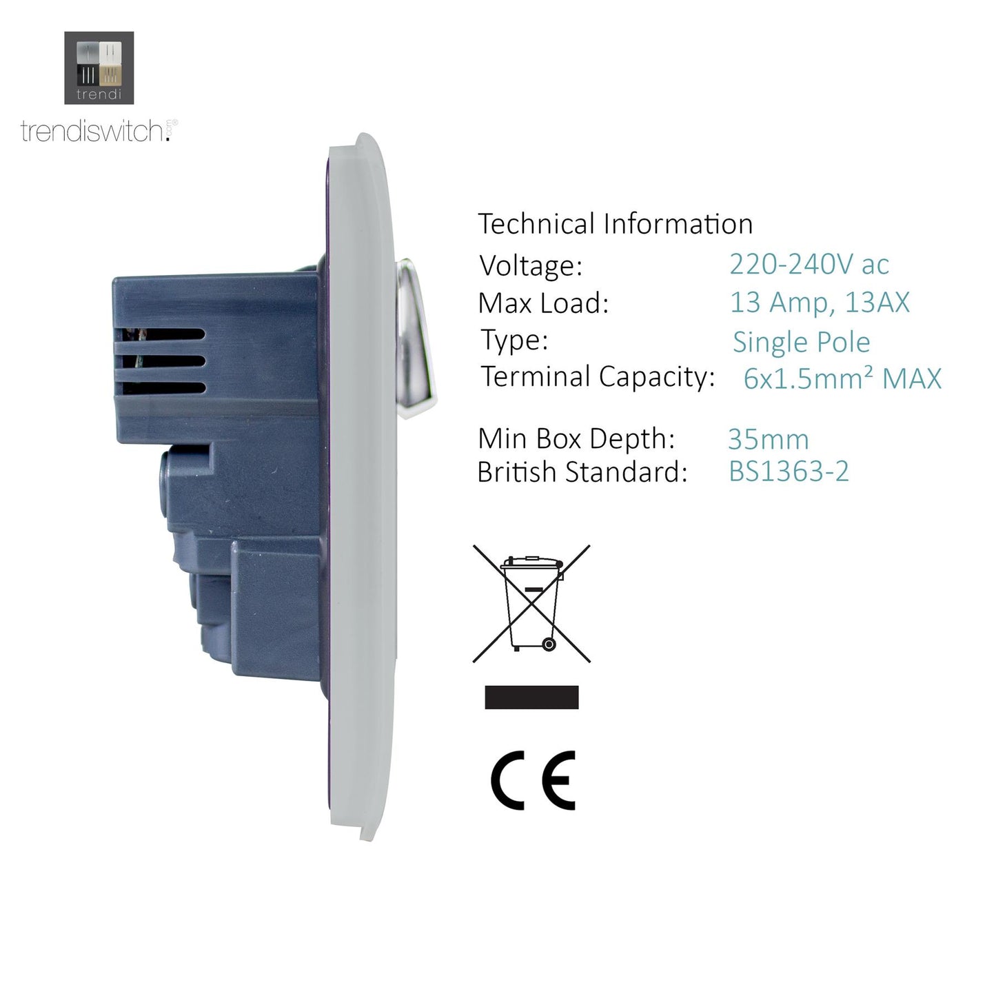 Trendi 2 Gang 13 Amp 4 x 2.1mA Type A USB Switched Plug Socket in Matt White - ART-SKT213USBMWH