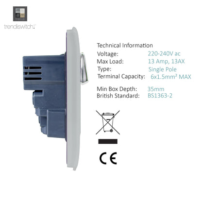 Trendi 2 Gang 13 Amp 4 x 2.1mA Type A USB Switched Plug Socket in Matt White - ART-SKT213USBMWH