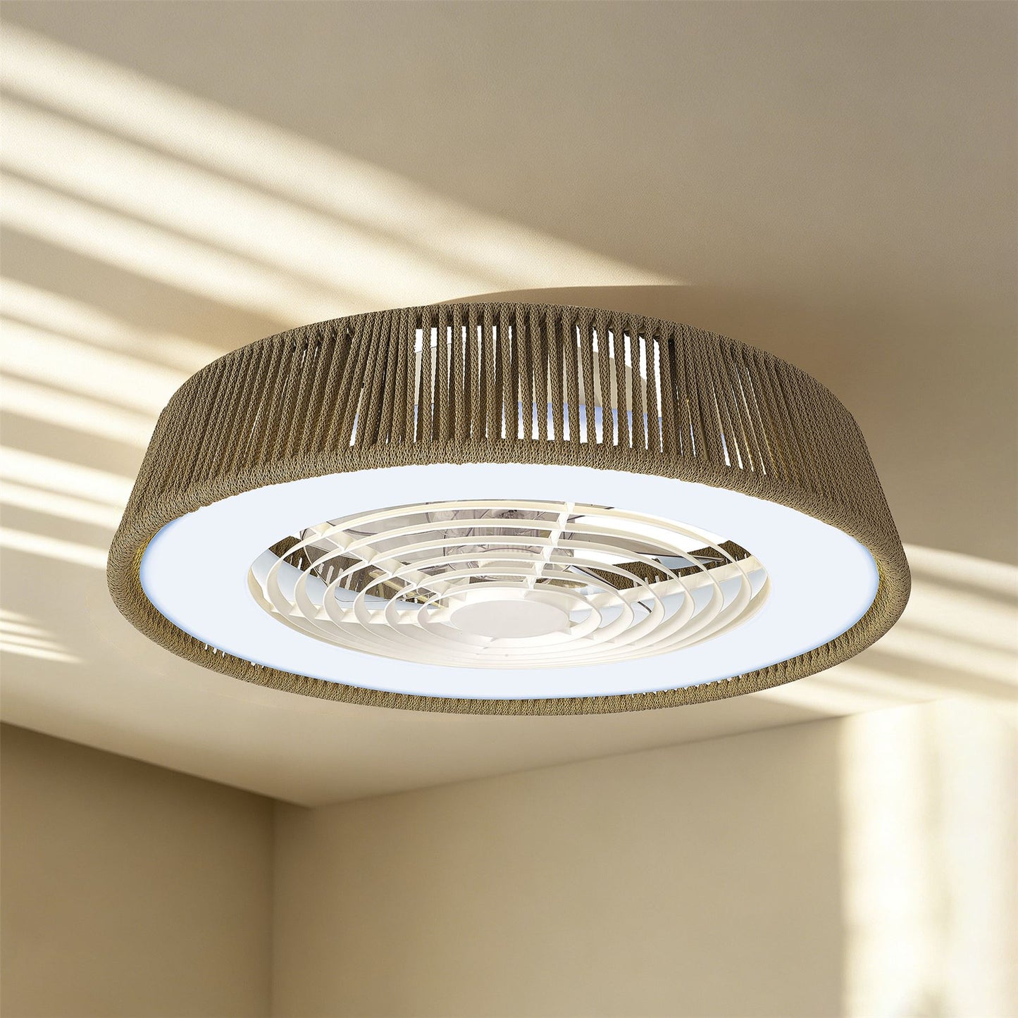 Polinesia Nautica 64.5cm 70W LED Dimmable Ceiling Light With Built-In 35W DC Reversible Fan, Beige Oscu, 4200lm, 5yrs Warranty