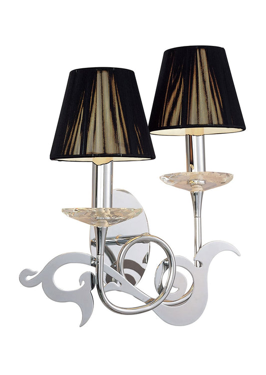 Mantra Acanto Wall Light Switched 2 Light E14, Polished Chrome with Black Shades