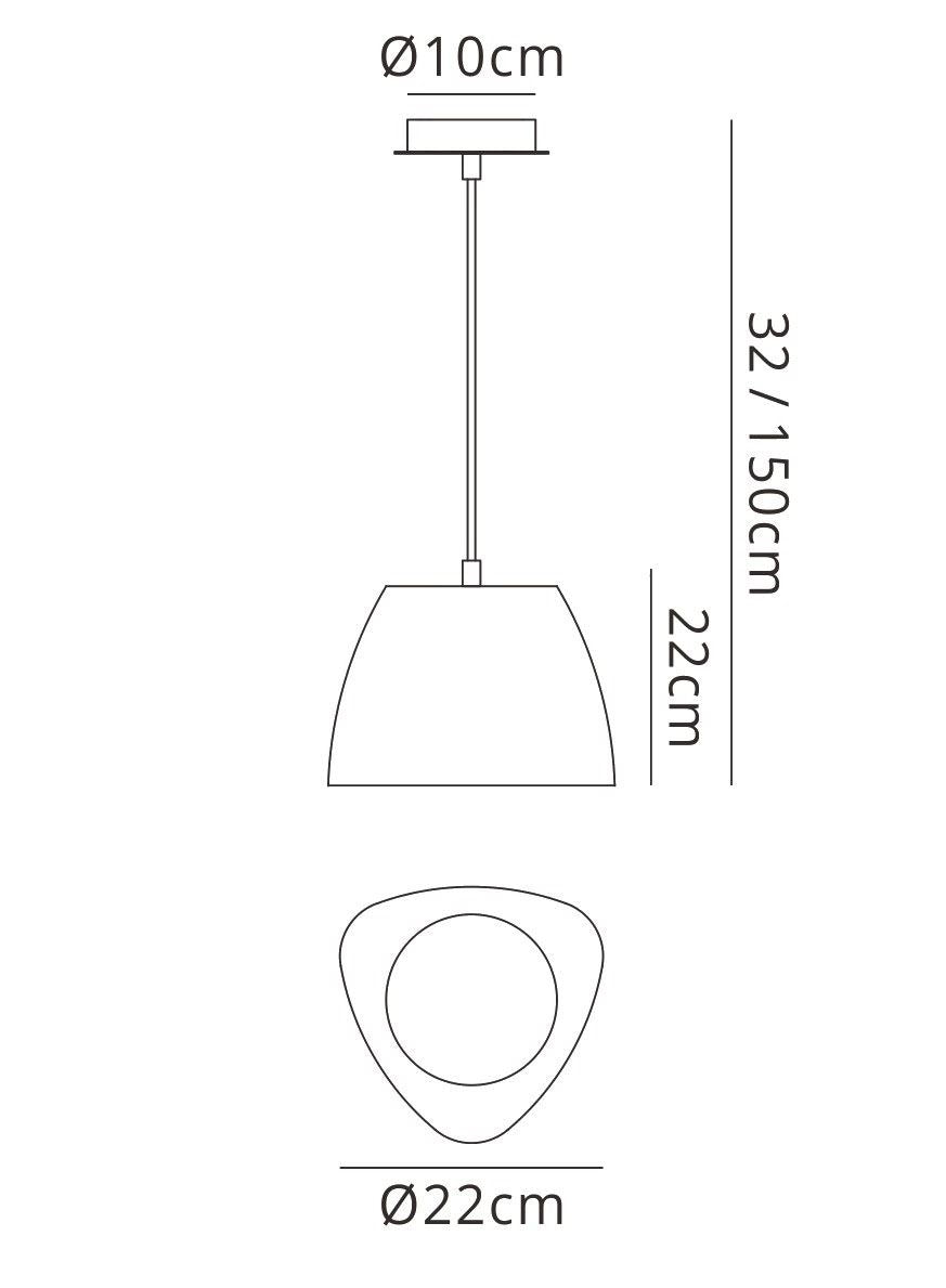 Mantra M4824 Triangle Pendant Small 1 Light E27, Beech/Polished Chrome
