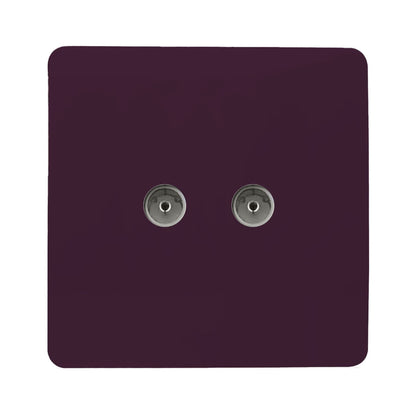 Trendi Artistic Modern Glossy Tactile 2 Gang TV Socket Plum