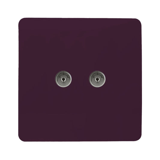 Trendi Artistic Modern Glossy Tactile 2 Gang TV Socket Plum