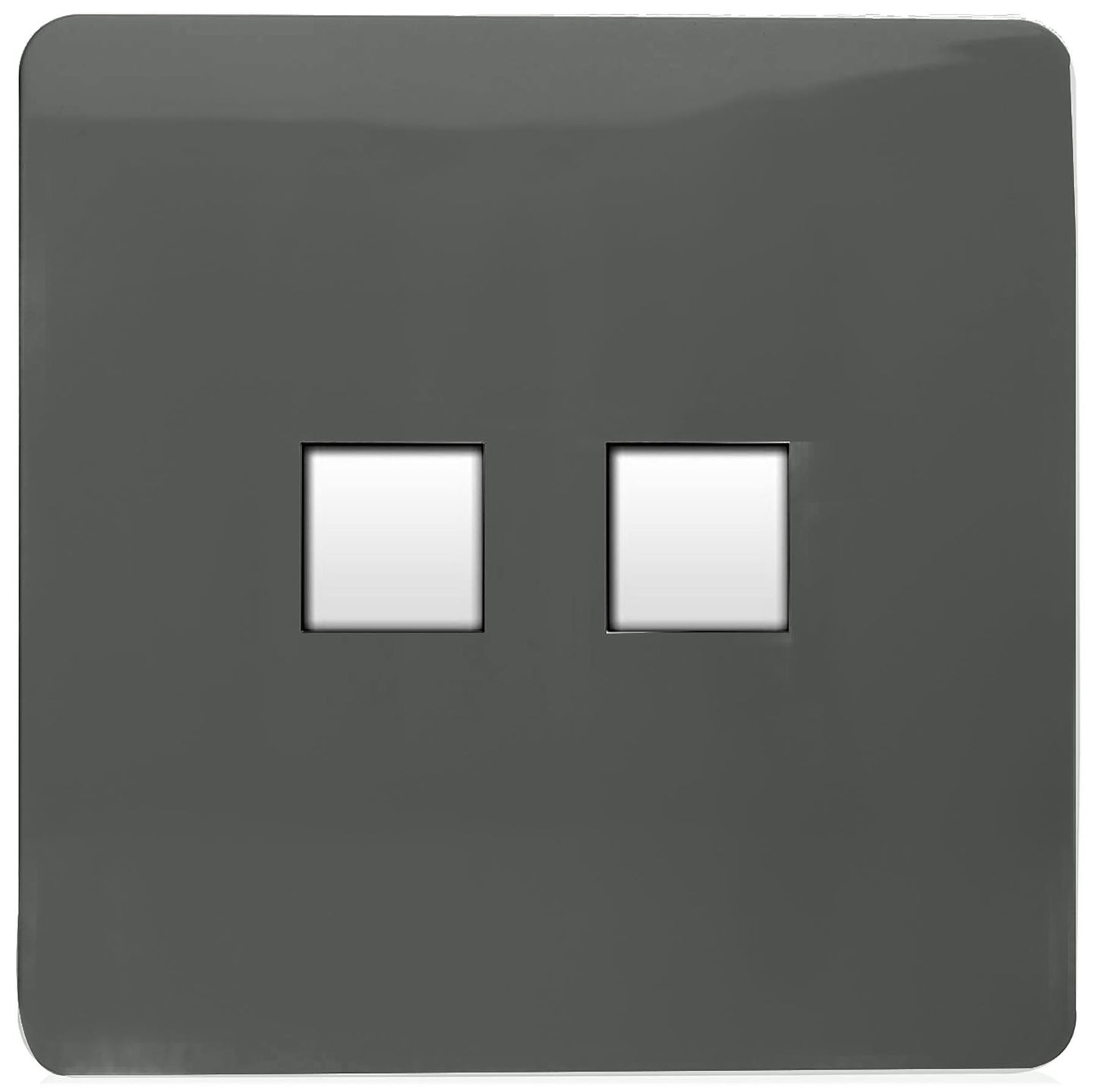 Trendi Artistic Modern Glossy Tactile 2 Gang Telephone Socket Charcoal