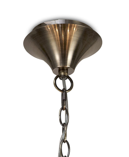 Mantra M6331 Andrea Pendant 88cm Round, 6+3 x E14 (Max 20W), Antique Brass, White Shades, White Crystal Droplets