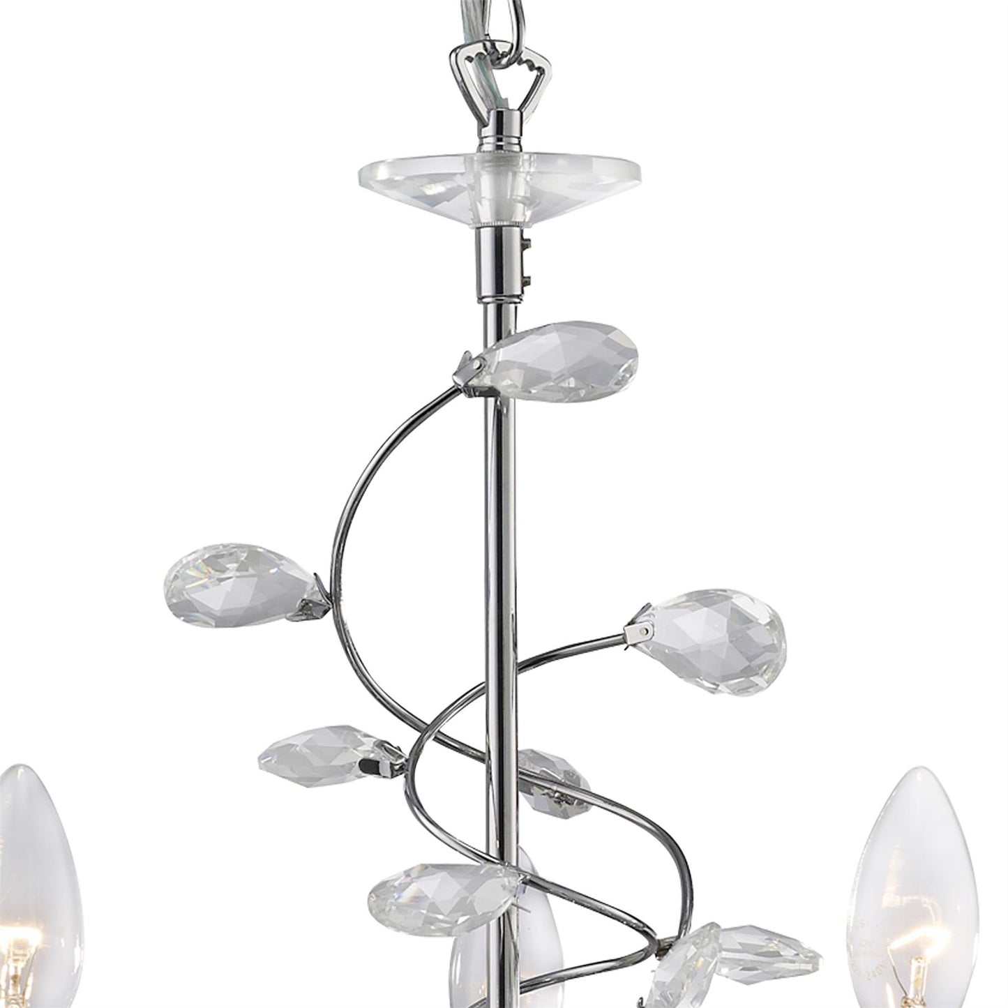 Diyas Willow 50cm  WITHOUT SHADE 5 Light E14 Polished Chrome/Crystal Ceiling Pendant Light Fitting