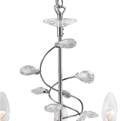 Diyas Willow 50cm  WITHOUT SHADE 5 Light E14 Polished Chrome/Crystal Ceiling Pendant Light Fitting