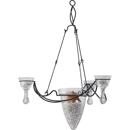 Diyas Home (DH) Tessa  3 Arm Black/Clear Glass Ceiling Pendant Light Fitting