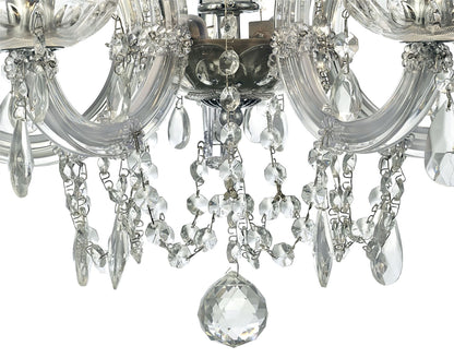 Deco Gabrielle Chandelier with Glass Sconce & Glass Droplets 5 Light E14 Polished Chrome Finish