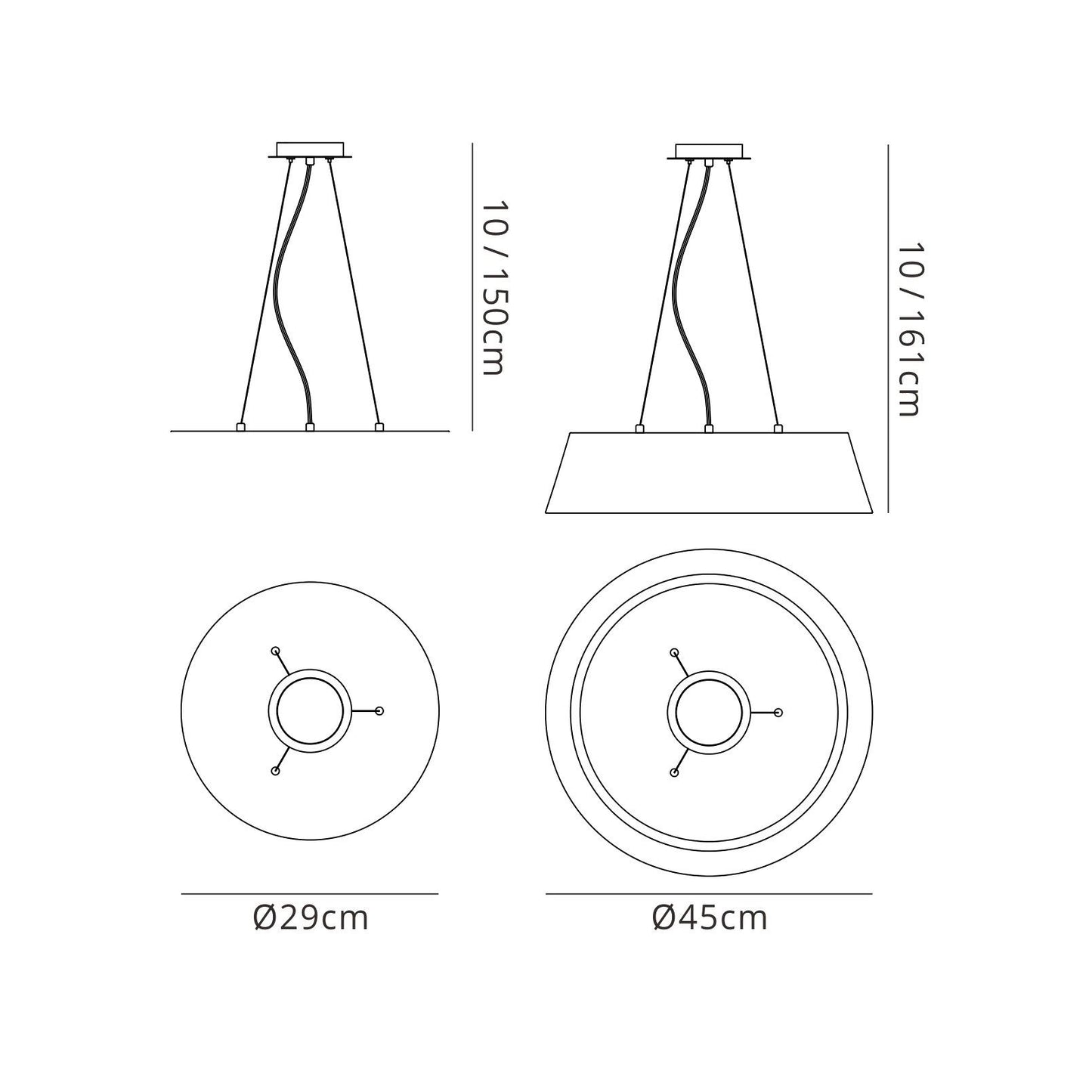 Mantra Sabina 29cm Pendant Kit 43CM, Polished Chrome/White Acrylic