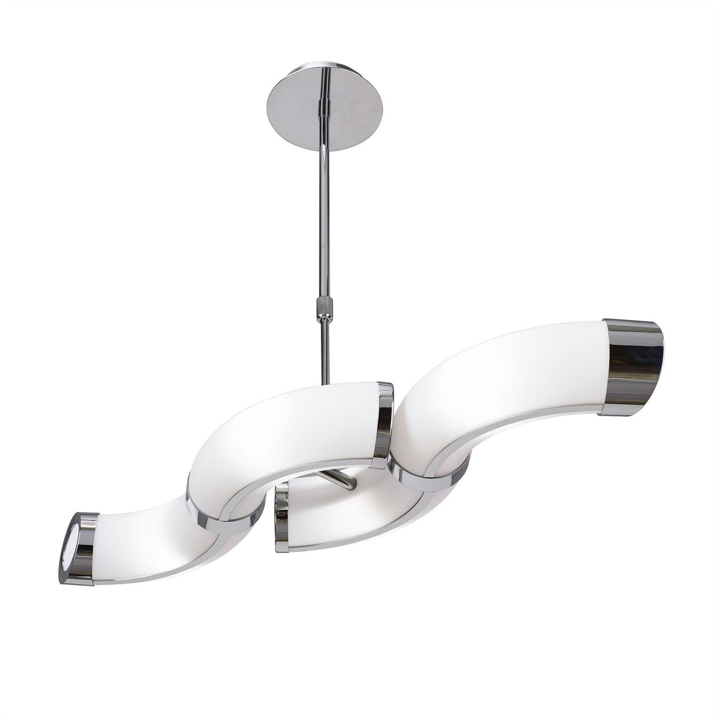 Mantra Guss GU10 Guss Rectangular Pendant Convertible To Semi Flush 2 Arm GU10 4 Light L1/SGU10 Bar, Polished Chrome/White Acrylic, CFL Lamps INCLUDED