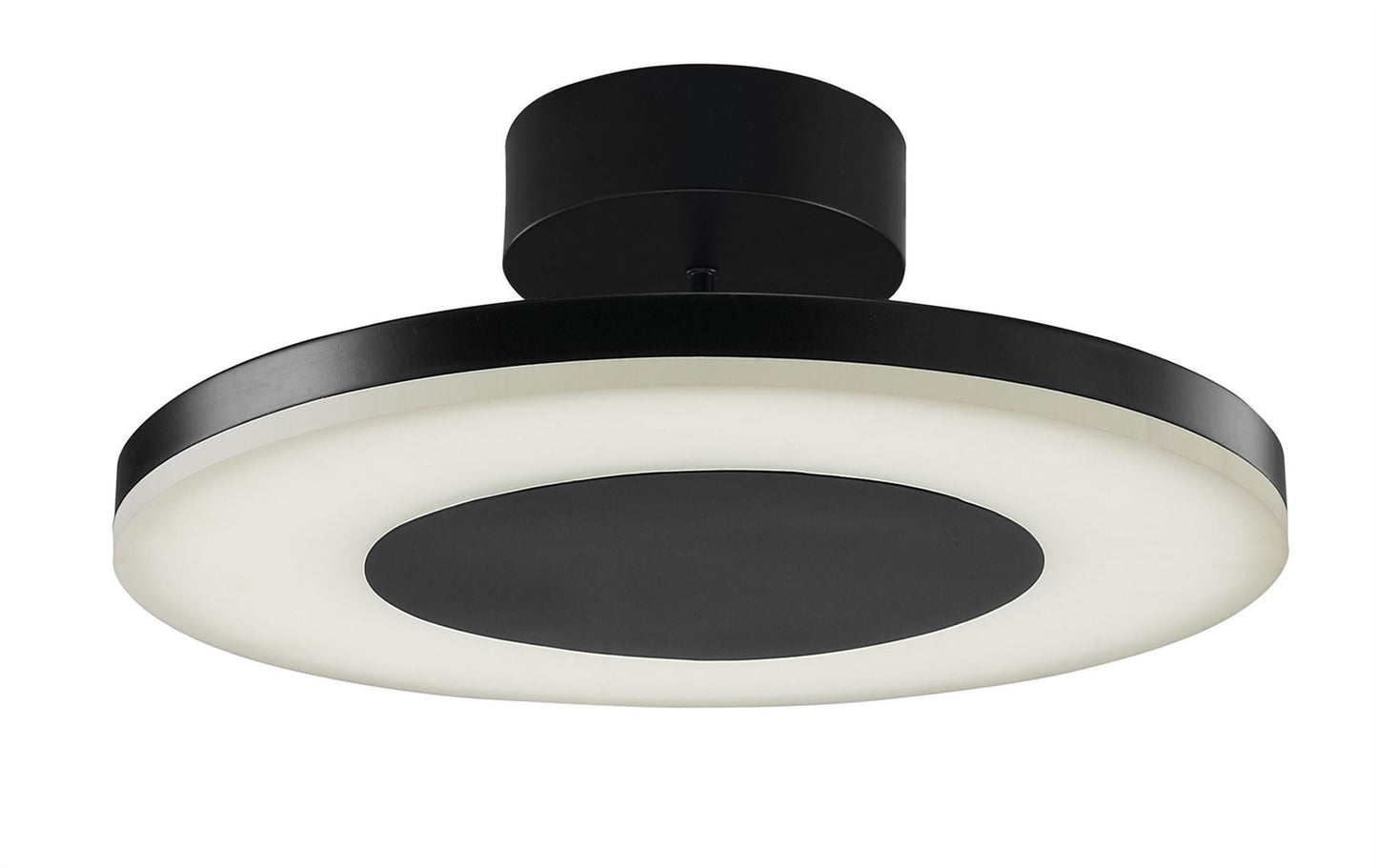 Mantra Discobolo 36cm LED Ceiling Light, 1800lm, Matt Black/Frosted Acrylic, 3yrs Warranty