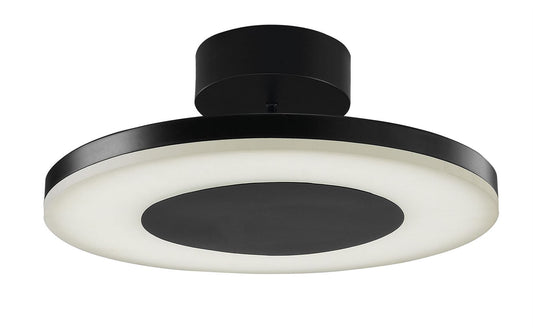 Mantra Discobolo 36cm LED Ceiling Light, 1800lm, Matt Black/Frosted Acrylic, 3yrs Warranty