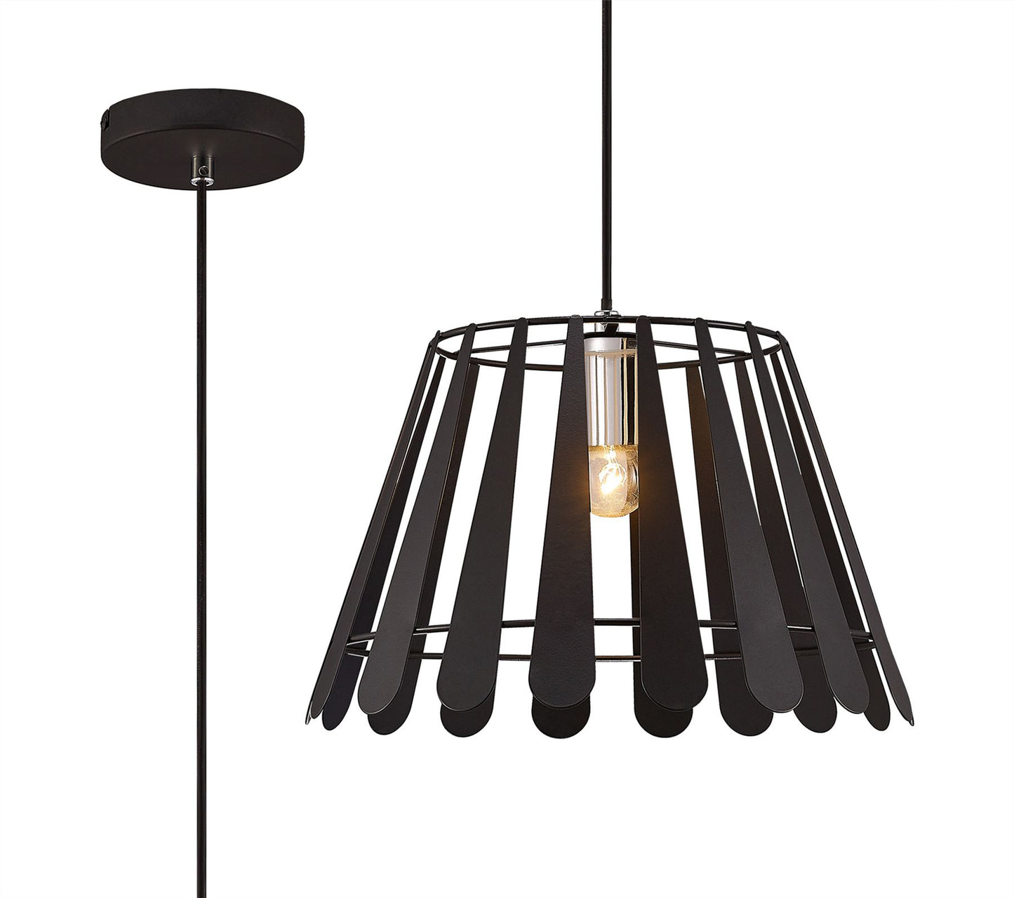 Deco Somerset Pendant 1 Light E27 Black/Polished Chrome