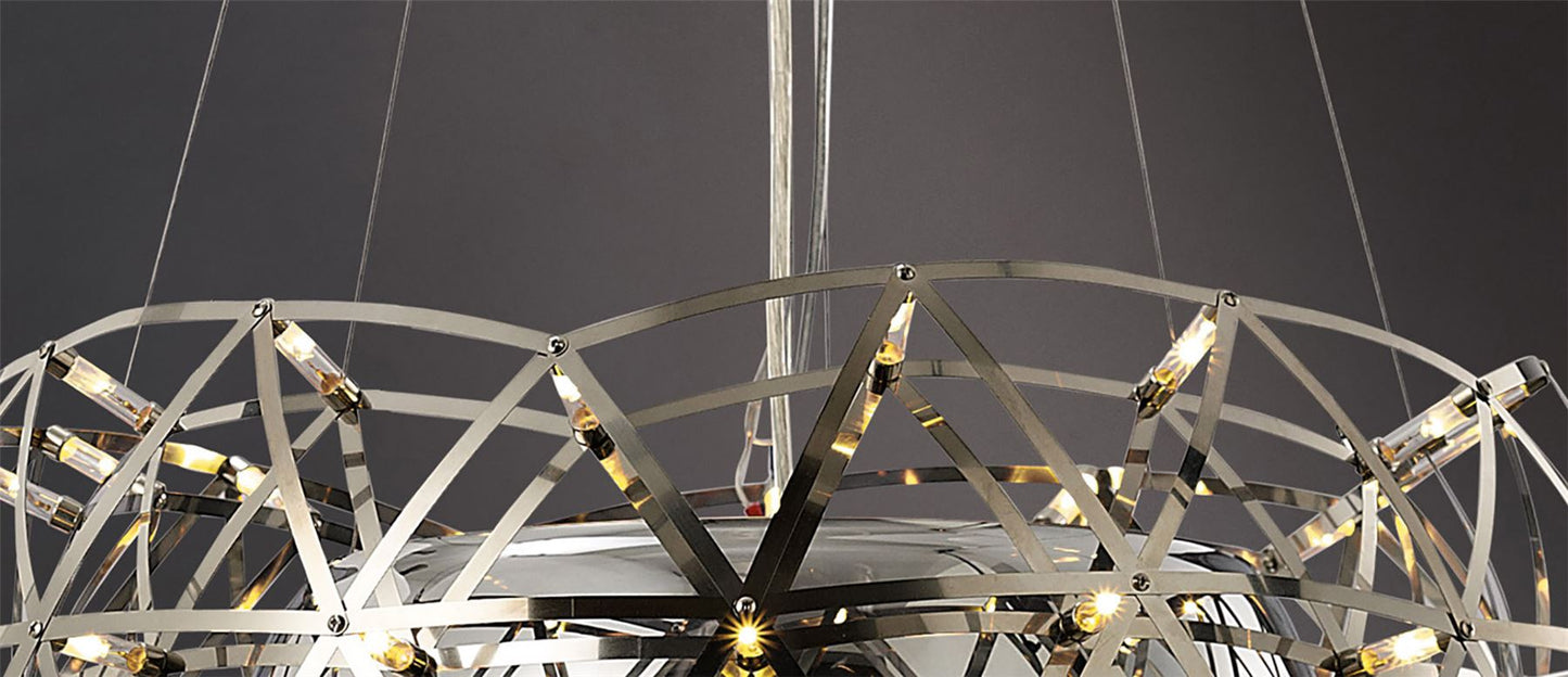 Diyas Atria 55cm  2 Light E27 with LEDs and Remote Control Stainless Steel Ceiling Pendant Light Fitting
