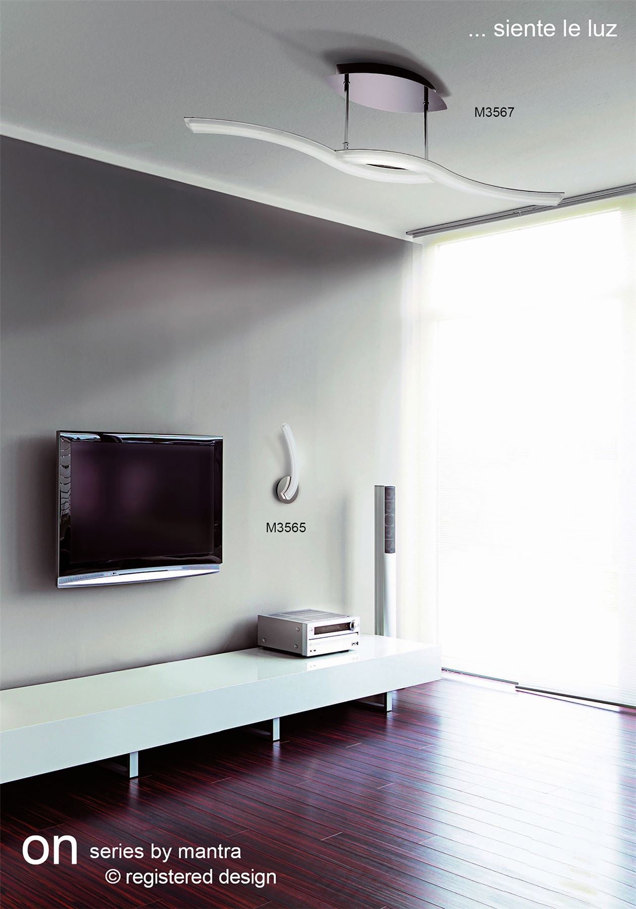 Mantra M3567 On Telescopic Semi Flush Convertible Line 28W LED 3000K, 2800lm, Polished Chrome, Frosted Acrylic, 3yrs Warranty - M3567 Ceiling