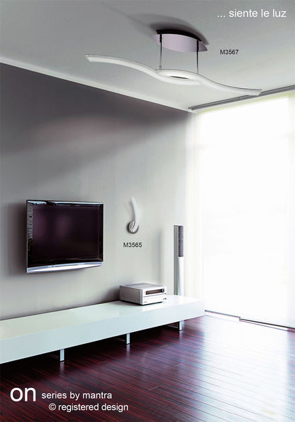 Mantra M3567 On Telescopic Semi Flush Convertible Line 28W LED 3000K, 2800lm, Polished Chrome, Frosted Acrylic, 3yrs Warranty - M3567 Ceiling