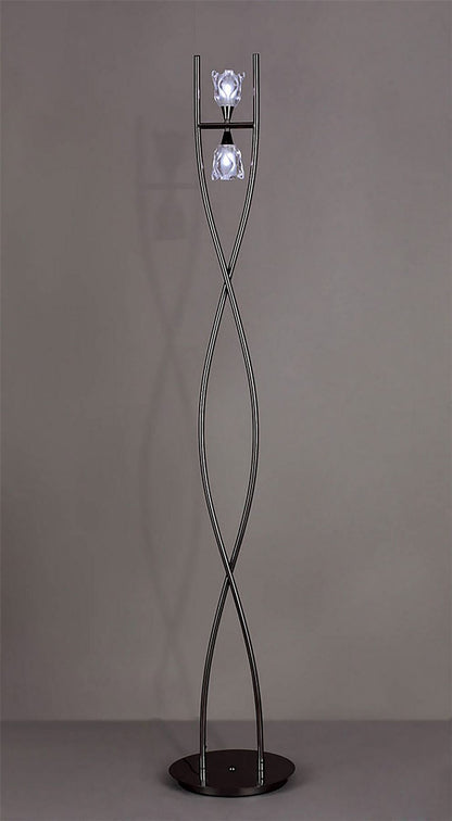Mantra Amel Floor Lamp 2 Light G9, Black Chrome