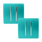 Trendi 2 Gang 2 Way 240V Screwless Artistic Modern Glossy 10 Amp Chrome Rocker Electrical Wall Light Switch in Bright Teal (2 pack)