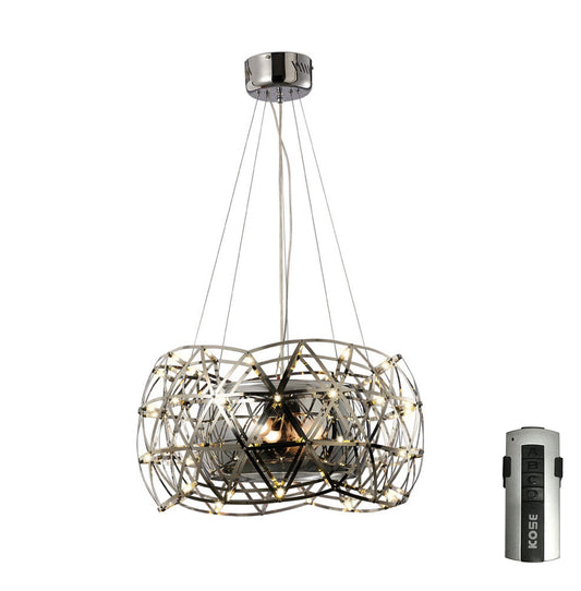 Diyas Atria 65cm  3 Light E27 with LEDs and Remote Control Stainless Steel Ceiling Pendant Light Fitting