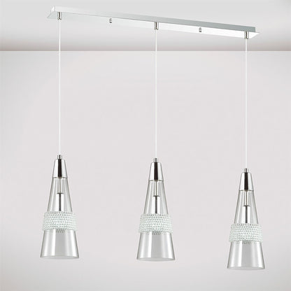 Diyas Emilia  3 Light E14 Linear Polished Chrome/Crystal Ceiling Pendant Light Fitting