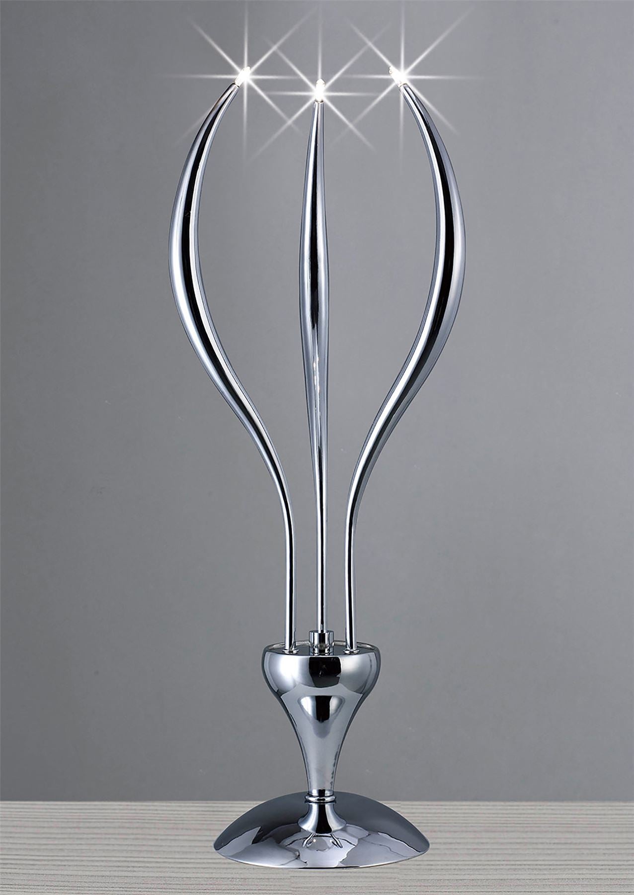 Diyas Llamas Table Lamp 3 Light G4 Polished Chrome, NOT LED/CFL Compatible