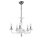 Diyas Nardini 60cm  5 Light E14 Polished Chrome/White Faux Leather/Crystal Ceiling Pendant Light Fitting