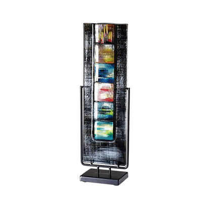 Diyas Home (DH) Orion Glass Art Vase with Stand Black/Multi-Colour Art