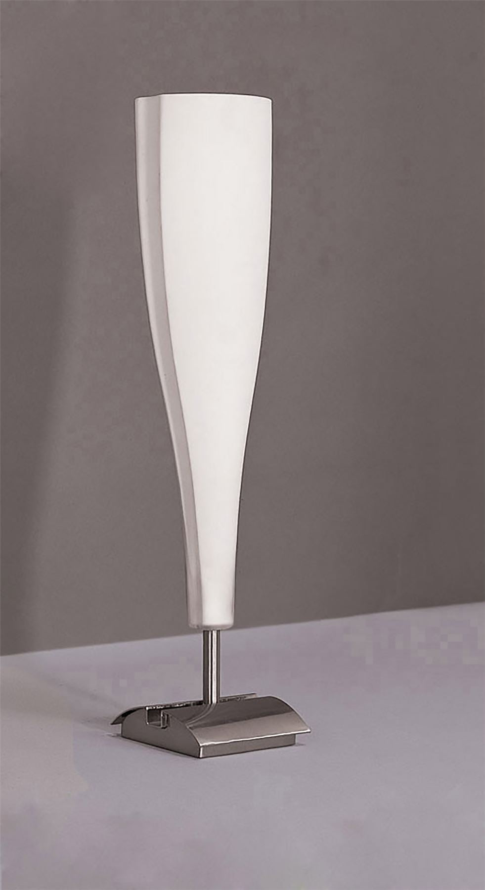 Mantra Java Table Lamp Big 1 Light E14, Satin Nickel/Frosted White Glass