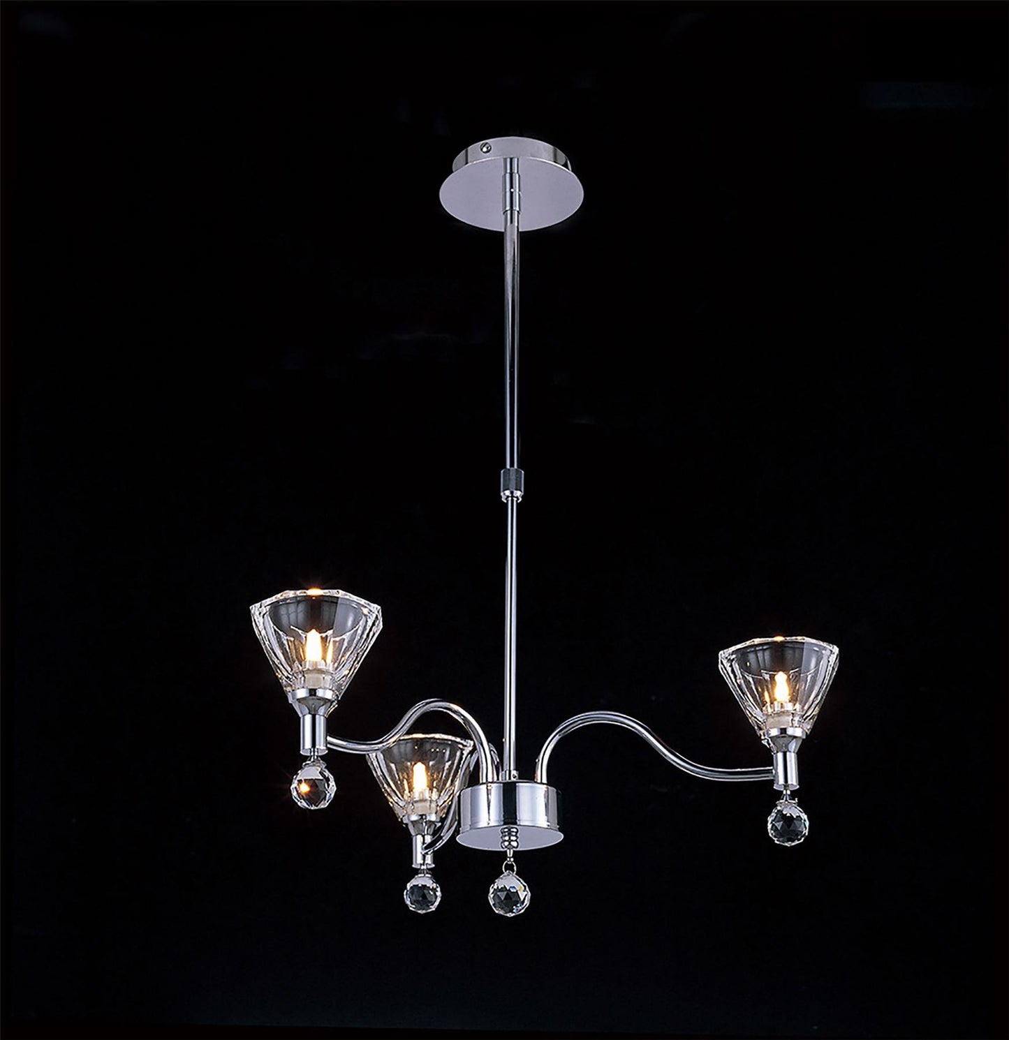 Diyas Neptune 52cm  Round 3 Light G9 Polished Chrome Ceiling Pendant Light Fitting