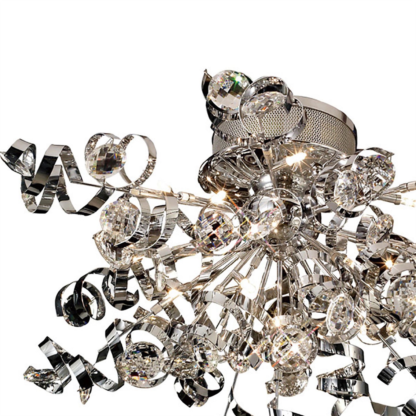 Diyas Kurlz 80cm  15 Light G4 Polished Chrome/Crystal, NOT LED/CFL Compatible Ceiling Light Fitting