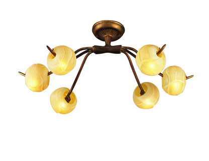 Mantra (0038 002) Wave 76cm Ceiling 6 Light G9, Rustic Gold