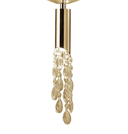 Mantra Tiffany 46cm Pendant 3+1 Light E27+G9, French Gold with Cream Shade & Clear Crystal