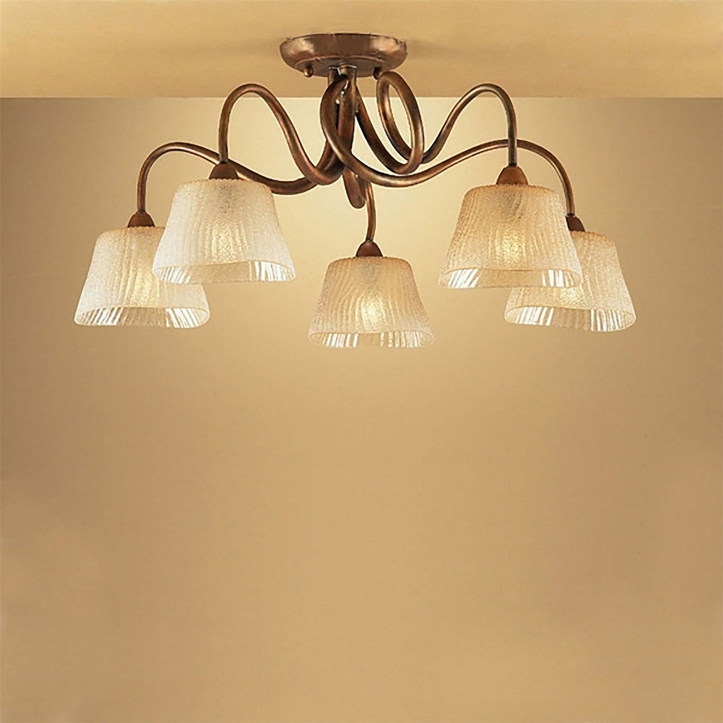Mantra (0039 002) Tentacle 68cm Ceiling 5 Light E14, Rustic Gold