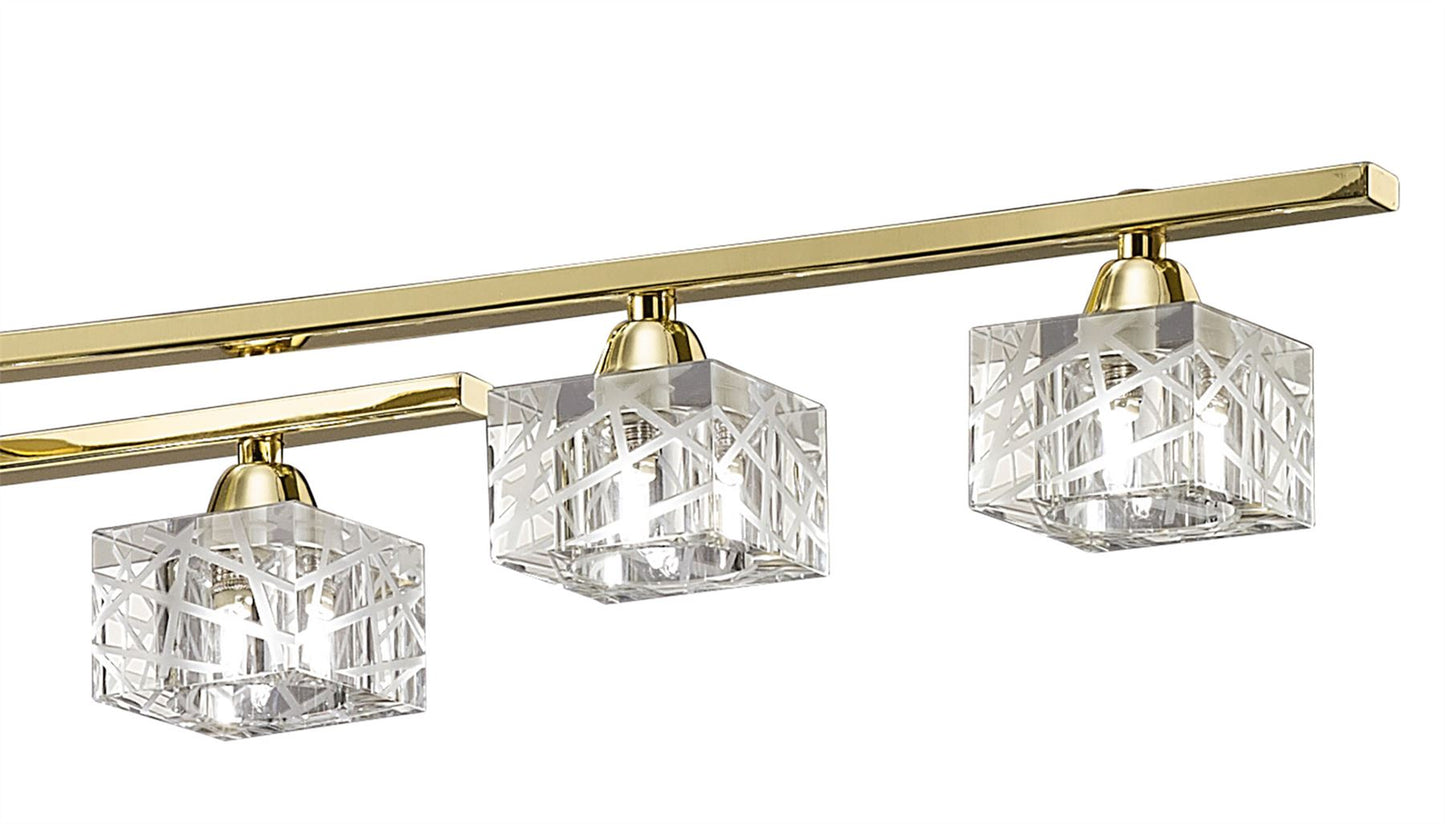 Mantra Zen PB Zen Rectangular Telescopic Convertible To Semi Flush 8 Light G9, Polished Brass