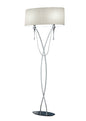 Mantra Lucca Floor Lamp 2 Light E27, Polished Chrome with White Shade & Clear Crystal