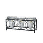 Diyas Home (DH) Tessa Candle Holder 3 Cone Black/Clear Glass Art