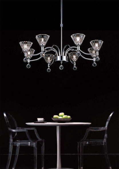 Diyas Neptune 65cm  Round 8 Light G9 Polished Chrome Ceiling Pendant Light Fitting
