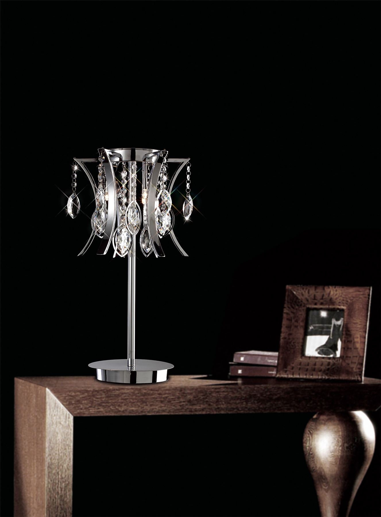 Diyas Mios Crystal Table Lamp 3 Light G4 Polished Chrome