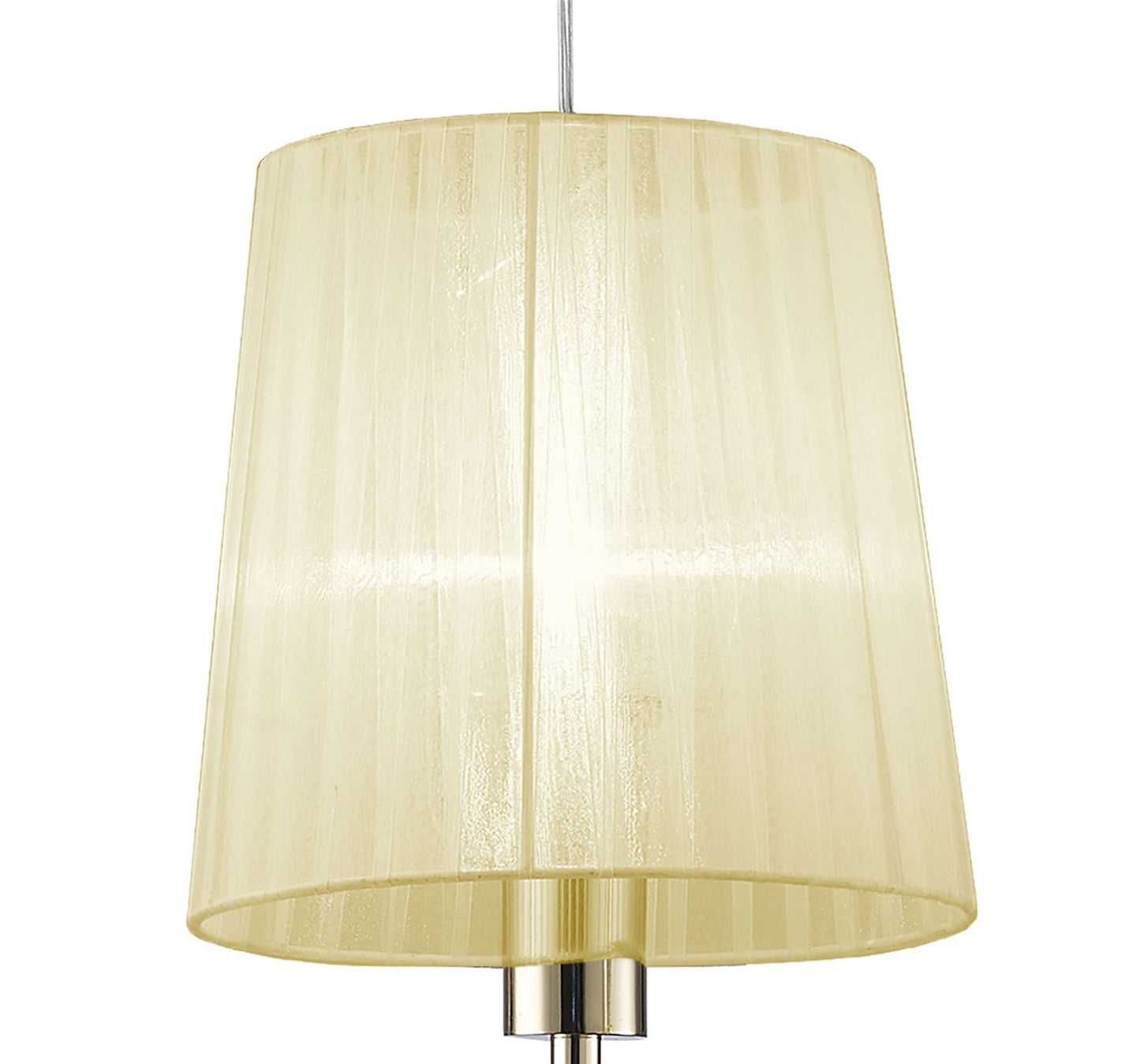 Mantra Tiffany Linear Pendant 3+3 Light E27+G9 Line, French Gold with Cream Shades & Clear Crystal
