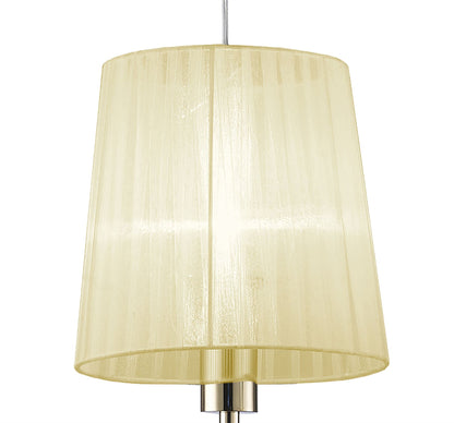 Mantra Tiffany Linear Pendant 3+3 Light E27+G9 Line, French Gold with Cream Shades & Clear Crystal