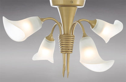 Diyas Ancona 47cm Semi Flush 4 Light G9 Satin French Gold/Frosted Glass