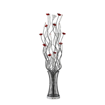 Diyas Home Rouge Aluminium (DH) Rouge Floor Lamp 7 Light G4 Black/Red/Chrome/Crystal, NOT LED/CFL Compatible