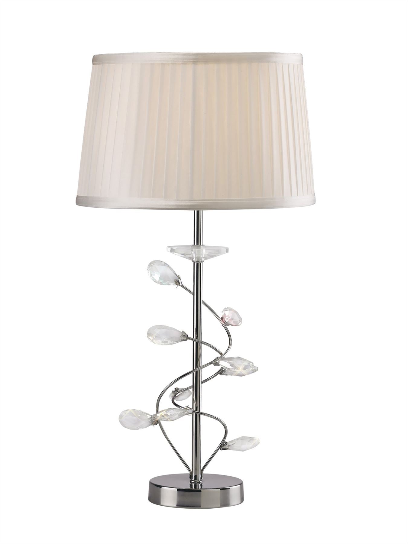 Diyas Willow Crystal Table Lamp with White Shade 1 Light E27 Polished Chrome