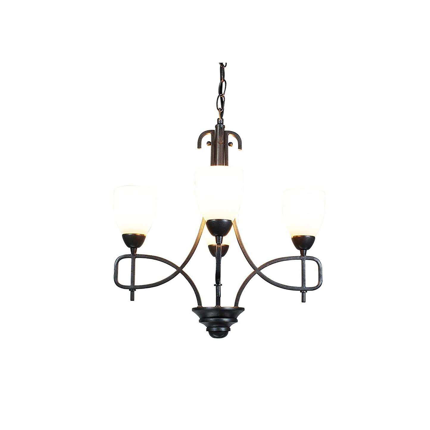 Diyas San Marino 40cm  4 Light E14 Tex/Pewter/Frosted Glass Ceiling Pendant Light Fitting