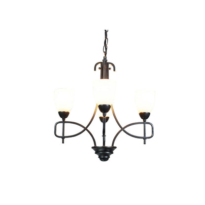Diyas San Marino 40cm  4 Light E14 Tex/Pewter/Frosted Glass Ceiling Pendant Light Fitting