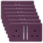 Trendi 2 Gang Artistic Modern Glossy 13 Amp Switched Plug Socket Plum (7 Pack)