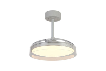 Glass Fan 44cm 36W LED Dimmable Ceiling Light With Built-In 25W DC Fan, 3000-5000K Remote Control, 5710lm, White/Clear, 5yrs Warranty
