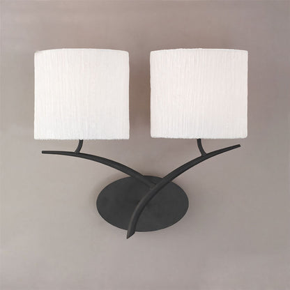 Mantra Eve Wall Light Switched 2 Light E27, Anthracite with White Oval Shades