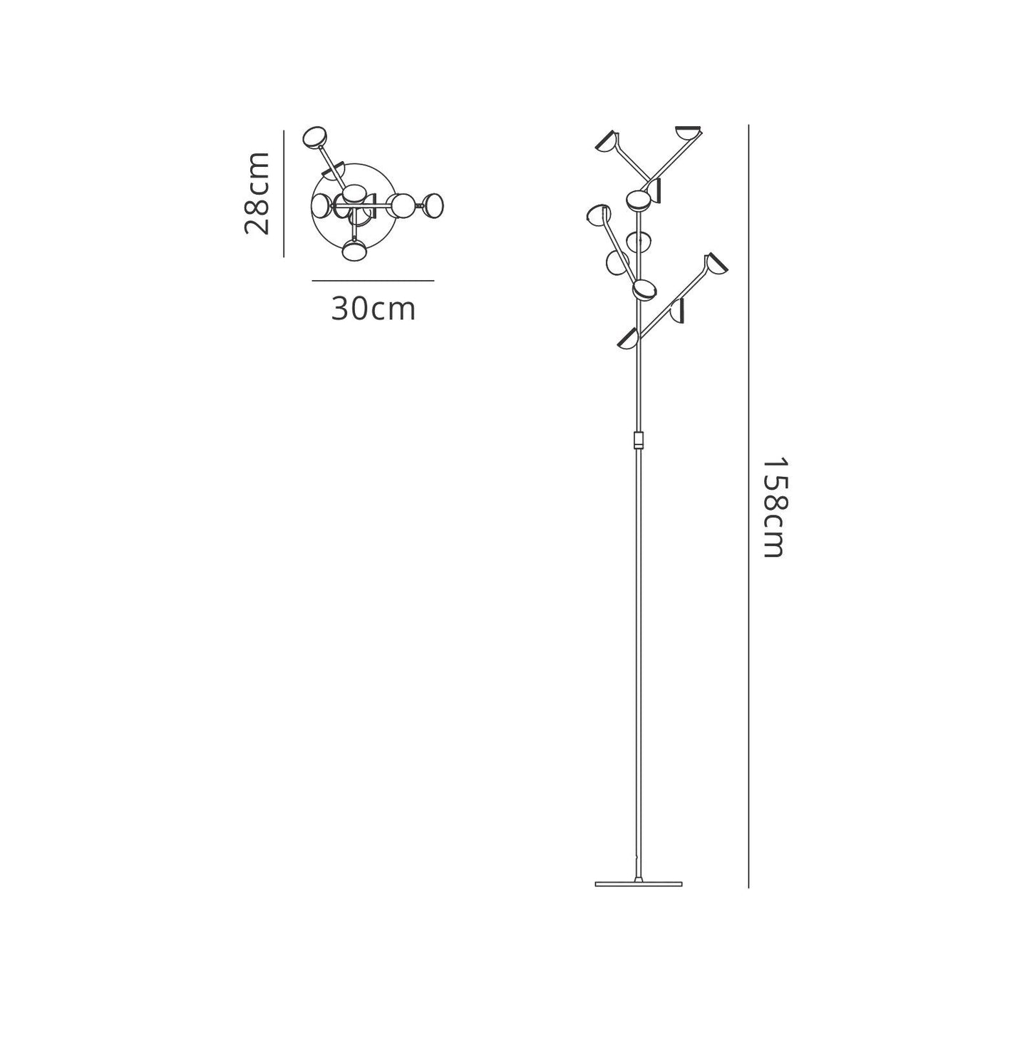 Mantra M6268 Adn 10 Light Floor Lamp 158cm, 30W LED, 3000K, 1650lm, White, 3yrs Warranty